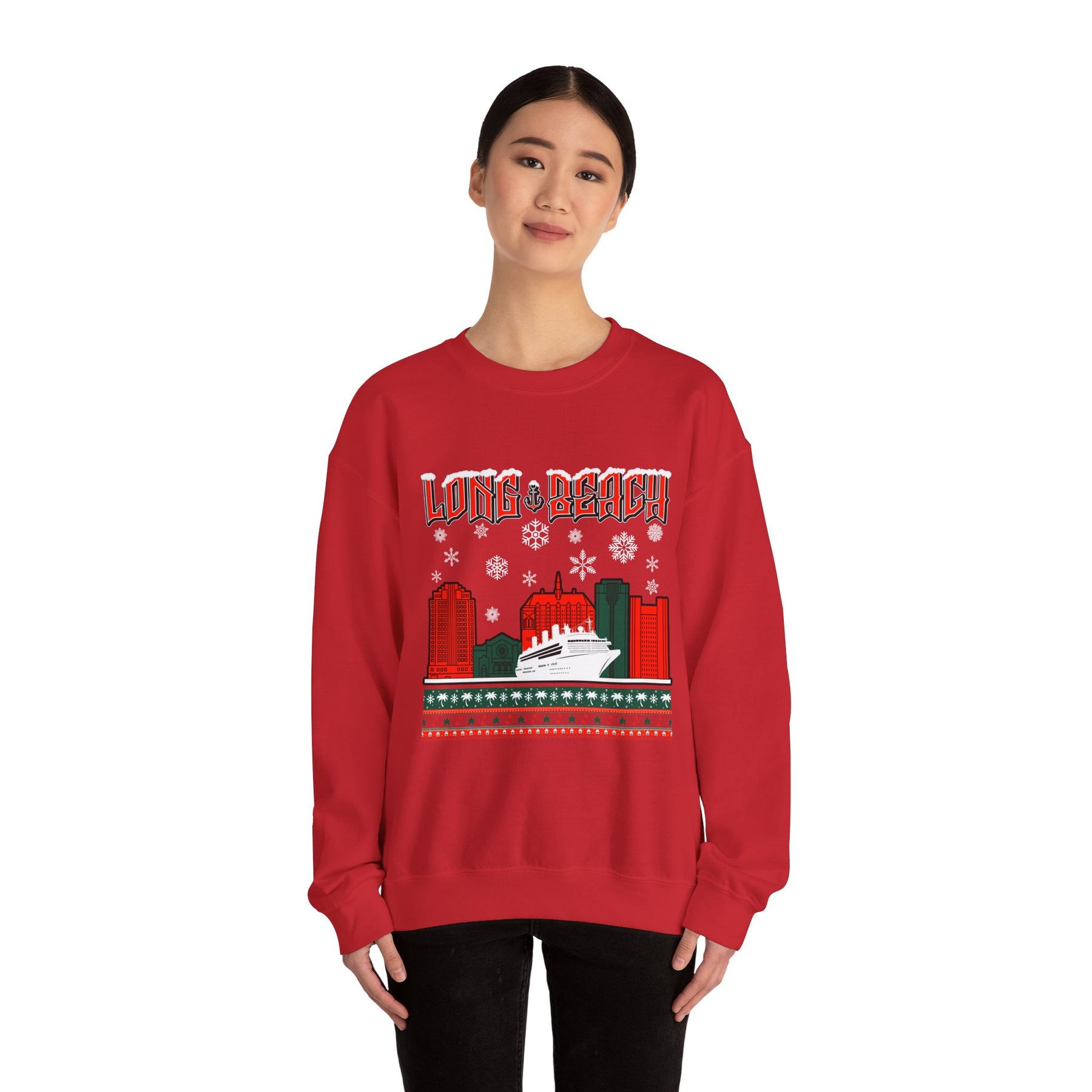 Long Beach Ugly Christmas Crewneck Sweatshirt